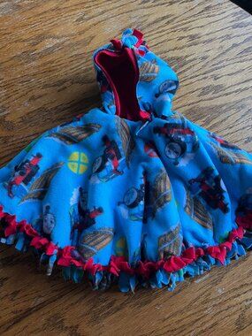 Handmade Thomas the Tank Engine Fleece Poncho – Car Seat Safe – Toddler Size